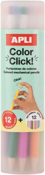 APLI APLI, 20079, Color Click, sada mechanických pastelek v tubusu, 12 ks