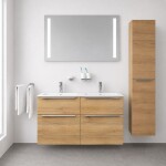 Mereo Mailo, koupelnová skříňka s keramickým umyvadlem 121 cm, dub Riviera, elox AL madlo CN523A