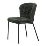 Židle jídelní, zelená látka, černé kovové nohy.