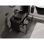 MEXEN/S - Rivel koupelnová skříňka pod umyvadlo 90 cm s deskou, 1 šuplík, reliéf , černá mat 91A20-09047-1-BFC71