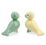Kay Bojesen Dřevěný ptáček Liliput Light Yellow / Green – set 2 ks, zelená barva, žlutá barva, dřevo