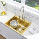 REA - Ocelový dřez Liam BRUSH GOLD s kuchyňskou baterií KPL-96007