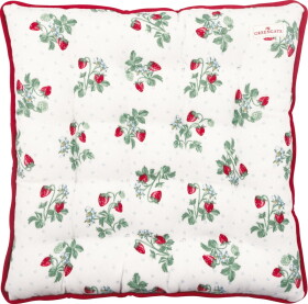 GREEN GATE Sedák na židli Berry White 40 × 40 cm, červená barva, textil