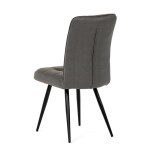 Židle jídelní, šedá látka v dekoru broušené kůže, černý kov