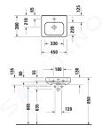 DURAVIT - Soleil by Starck Umývátko 450x380 mm, s přepadem, otvor pro baterii, bílá 0744450000