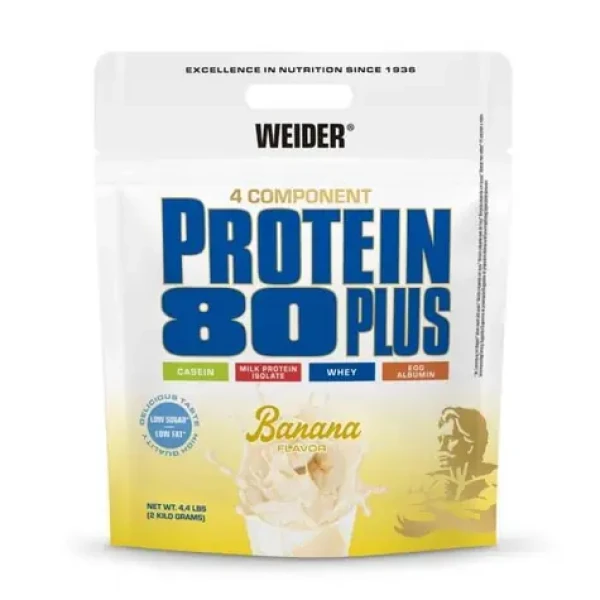 Proteín 80 Plus - Weider (banán, 2000 g) (4332-19-2000g-banan)