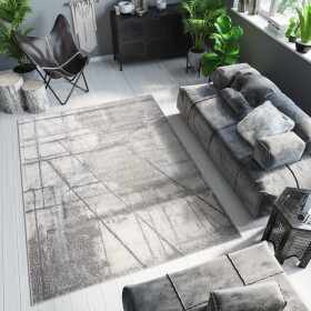 DumDekorace Béžovo šedý designový koberec s abstraktním vzorem Šířka: 120 cm | Délka: 170 cm