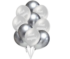 Krásné narozeniny balónky stříbrné 10 ks 30 cm mix balonky.cz Krásné narozeniny balónky stříbrné 10 ks 30 cm mix balonky.cz
