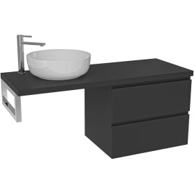 CERANO Koupelnová skříňka Carole - černá matná + deska pod umyvadlo Navira Pro - 36 mm + konzole chrom - 160x46x51,6 cm