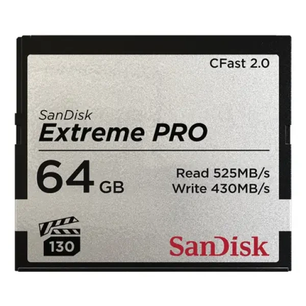 SanDisk Extreme Pro CFast 2.0 64GB / čtení: až 525 MBs / zápis: až 430 MBs (SDCFSP-064G-G46D)