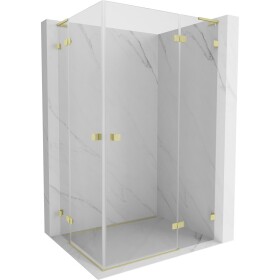 MEXEN/S - Lunar L Duo sprchový kout dveře křídlové pravá 105 x 100, transparent, zlato kartáčovaná 834L-105P-100L-55-00