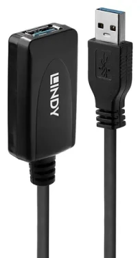 Lindy USB 3.0 aktivní prodlužka USB-A / Prodlužovací kabel USB / 5 Gbit/s / 5 m / černá (43155)