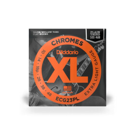 D'Addario ECG23PL Extra Light, Plain Third, XL Chromes 10-48