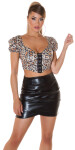 Sexy Koucla faux leather Crop Top Animal Print barva velikost