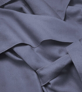 Šedomodrý dámský minimalistický kabát (747ART) Modrá jedna velikost