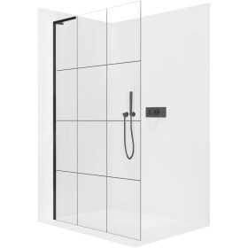 CERANO Sprchová zástěna Walk-in Onyx L-levá vzpěra - 8 mm - černá matná, industriální sklo - 150x200 cm