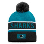 Fanatics Pánská zimní čepice San Jose Sharks NHL Authentic Pro Game & Train Cuffed Pom Knit Black-Active Blue