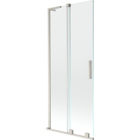 MEXEN/S - Velar L dvoukřídlá posuvná vanová zástěna 85 x 150, transparent, nikl kartáčovaný 896-085-003-01-97