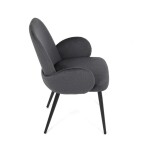 Židle jidelní, šedá látka, černá kovová noha