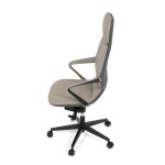Kancelářské křeslo, šedá ekokůže, houpací mechanismus s aretací ve 4 polohách, kovový kříž, kolečka pro tvrdé povrchy