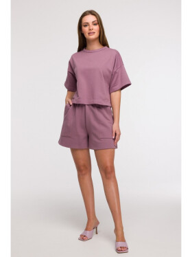 B294 Oříznutá mikina s krátkým rukávem - heather EU 2XL/3XL