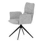 Židle jídelní, šedá látka, 360° vratný mechanismus, černý kov