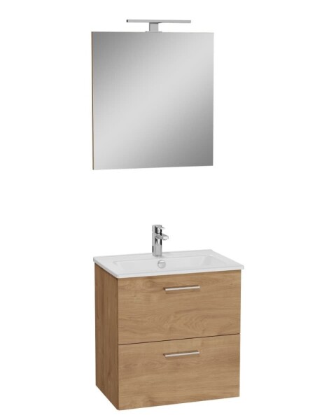 Koupelnová sestava s umyvadlem zrcadlem a osvětlením VitrA Mia 59x61x39,5 cm zlatý dub MIASET60D MIASET60D