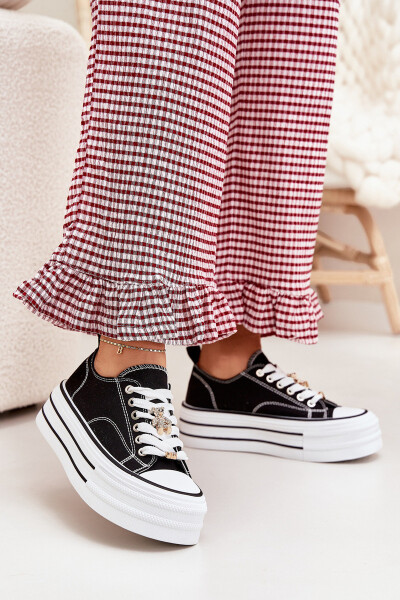 Dámské Tenisky Na Platformě Se Zlatými Připínkami Černé Fiorina 38