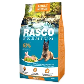 Rasco Premium Adult Medium kuře s rýží 3kg / Granule pro dospělé psy (1704-10324)