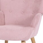 Křeslo "ušák" s podnožkou, potah starorůžová látka, nohy masiv kaučukovník