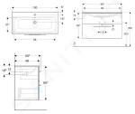 GEBERIT - Selnova Square Umyvadlová skříňka 635x988x480 mm, s umyvadlem, 2 zásuvky, světlý ořech hickory 501.247.00.1