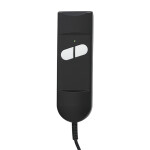 Křeslo polohovací, eletrické, šedá látka.