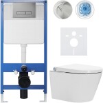 CERANO - Kompletní WC set Profi/Cronus Standard - bílá lesklá - WC tlačítko Slim/Tmavě šedá - předstěnová instalace - 59,3x38,4 CER-168531