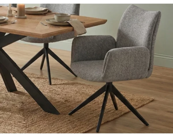 Otočná jídelní židle s područkami Kassandra, holubí šedá tkanina