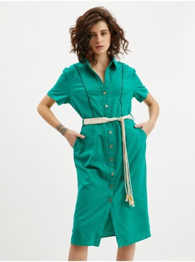 Orsay Zelené dámské lněné šaty dámské
