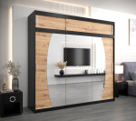 Šatní skříň Abi E0 s nástavcem Barva korpusu: Černá, Rozměry: 120 cm, Dveře: Bílá