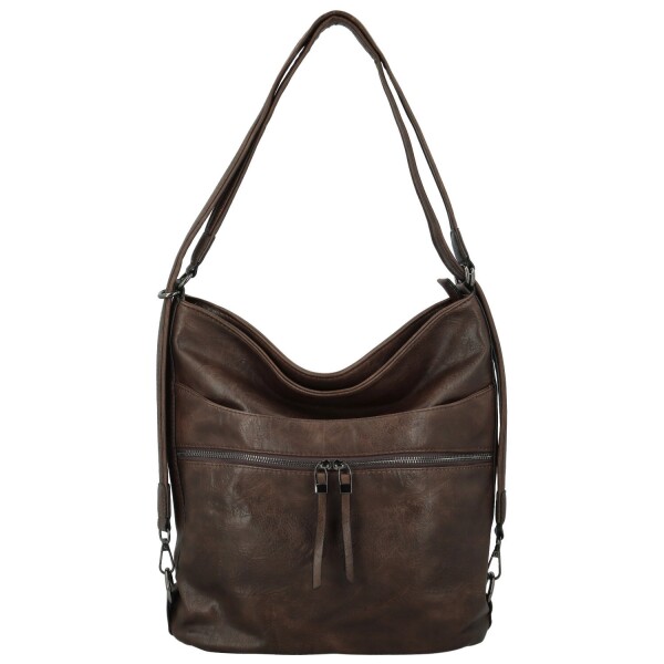 Trendy dámský koženkový kabelko-batoh Kavya, coffee