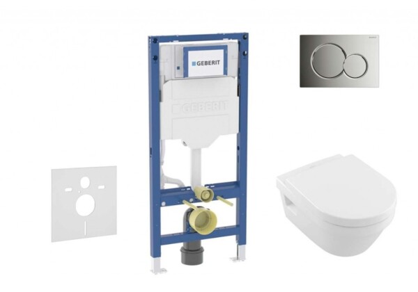 GEBERIT - Duofix Set předstěnové instalace, klozetu Architectura a sedátka softclose, tlačítko Sigma01, lesklý chrom SANI11CK1101