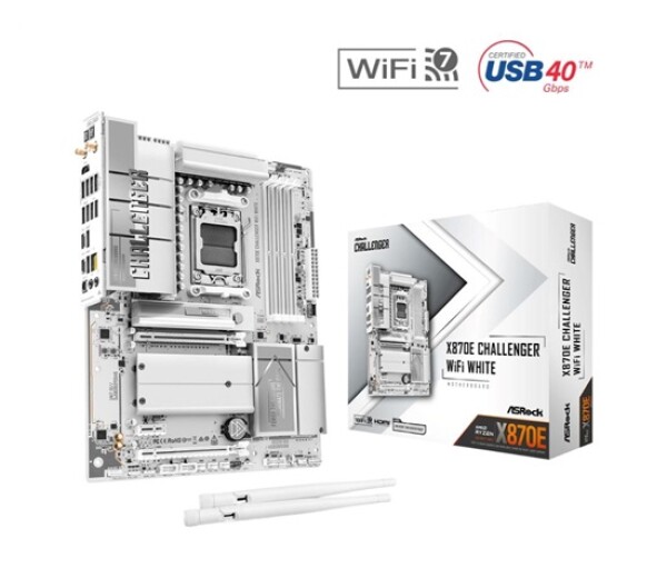 ASRock MB Sc AM5 X870E Challenger WiFi WHITE, AMD X870E, 4xDDR5, 1xHDMI, 2xUSB4, WiFi EDF_1883146