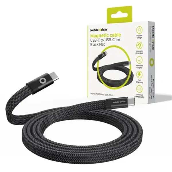 Mobile Origin Magnetic Flat Patented Original Cable USB-C to USB-C 1m černá (MCF-USBC-1M-BLK)