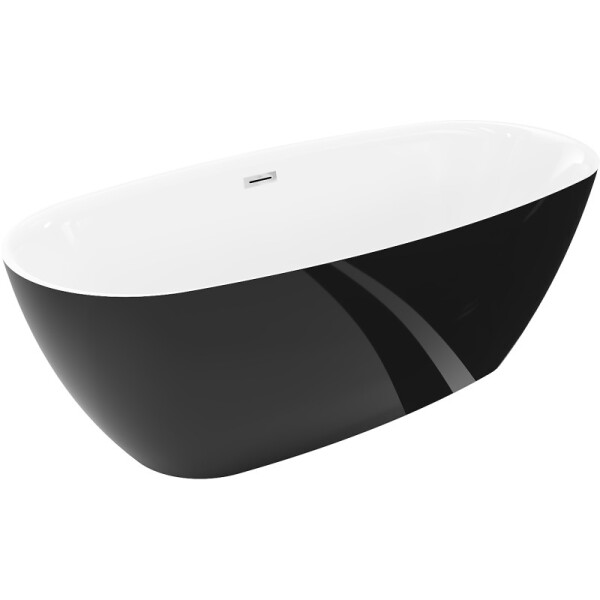 MEXEN/S - Luvo Slim volně stojící vana 170 x 75, bílá/černá, sifon a přepad chrom 52801707575-01