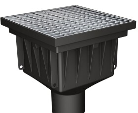 MIDAS Kanalizační vpusť - přímá D110, ocelová pozink. mříž 300x300 mm, 12,5t s košem