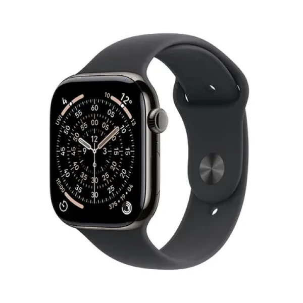 Apple Watch Series 11 GPS+Cellular 42mm Břidlicově šedé titanové tělo - Černý sportovní řemínek M/L / 150–200 mm (MF8T4MP/A)
