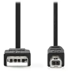 Nedis kabel USB-A - USB-B černý / Kabel USB / USB 2.0 / 5 m (CCGL60100BK50)