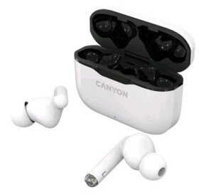 CANYON TWS-3 bílá / bezdrátová sluchátka s mikrofonem / BT V5 / IP33 / nabíjecí pouzdro 300 mAh (CNE-CBTHS3W)