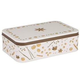 Ib Laursen Plechová dóza Christmas Spices Flat Square, hnědá barva, kov