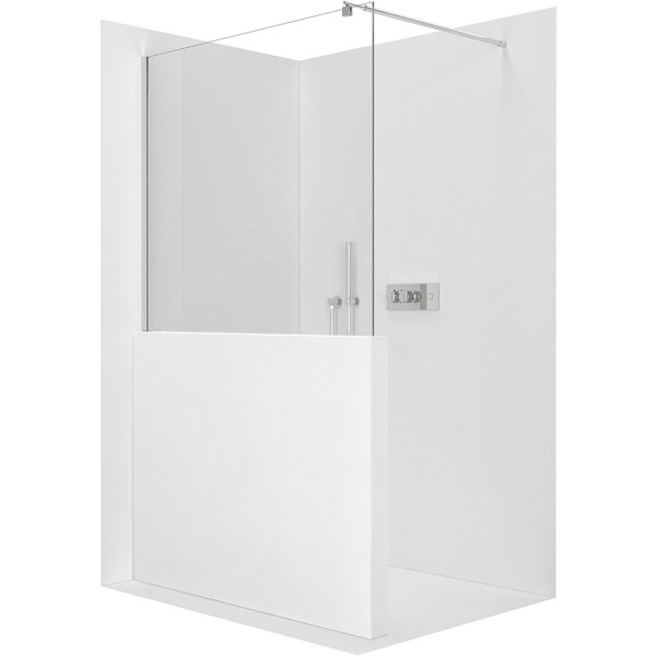 CERANO Sprchová zástěna Walk-in Onyx Half Round L/P - 8 mm - kulatá vzpěra - chrom, transparentní sklo - 110x100 cm