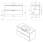 SAPHO - CIRASA umyvadlová skříňka 99,8x52x46cm, bílá lesk CR100-3030