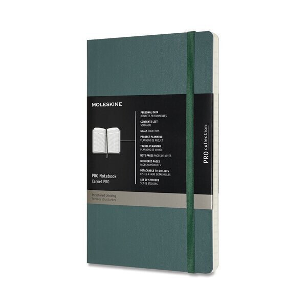 Zápisník Moleskine Professional - měkké desky, L - tm. zelený