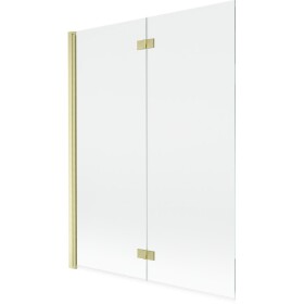 MEXEN - MIST vanová zástěna 130x150 cm 6mm 2-s, zlatá kartáčovaná, čirá, levá 8A9-130-002-55-00-L
